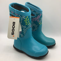 Size 11: Bogs YORK Turquoise Lower Yellow White Star Print Upper Insulated Rated -4F Rain Boots NEW