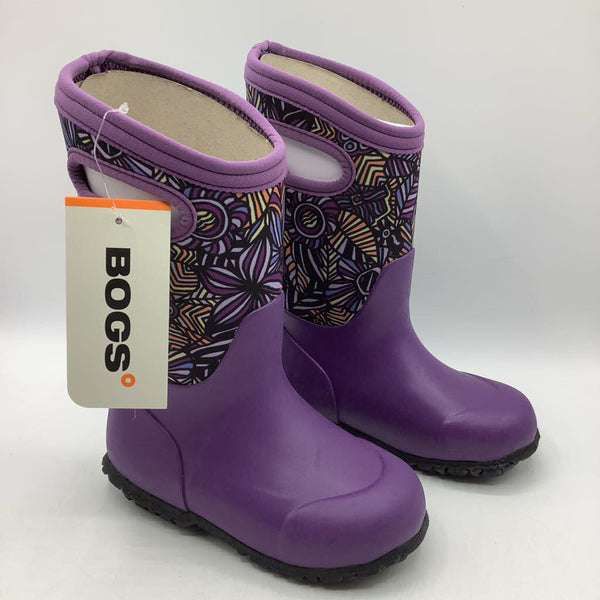 Size 10: Bogs YORK Purple Lower Multi Print Upper Insulated Rated -4F Rain Boots NEW