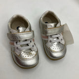 Size 3: Bobux Silver Gold Velcro First Walker Shoes NEW