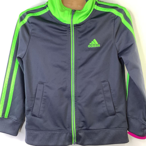 Size 3: Adidas Grey Lime Green Zip-up Training Jacket