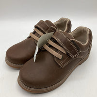 Size 9-9.5: Pediped Storm/Chocolate Brown Velcro Dress Shoes NEW