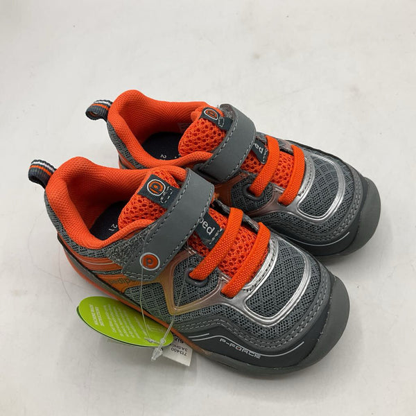 Size 5.5: Pediped FORCE/GRAY ORANGE Velcro SNEAKERS Vegan Shoes NEW