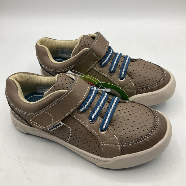 Size 11-11.5: Pediped Dani/TAUPE Velcro Vegan Shoes NEW