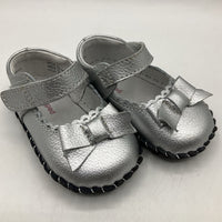 Size Sm (6-12m): Pediped Betty/SILVER Mary Jane Soft-Soled Baby Shoes NEW in BOX