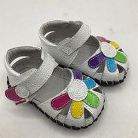 Size XS (0-6m): Pediped Daisy/WHITE Multi Mary Jane Soft-Soled Baby Shoes NEW in BOX