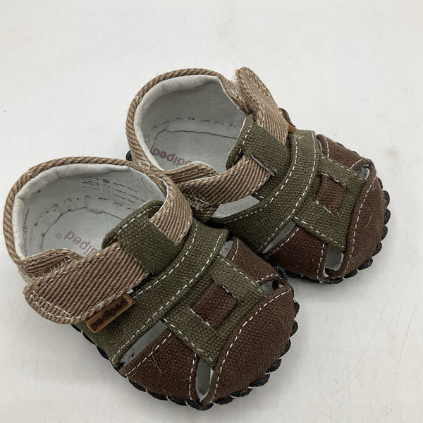Size XS (0-6m): Pediped Harvey/OLIVE BROWN Soft-Soled Baby Shoes NEW in BOX