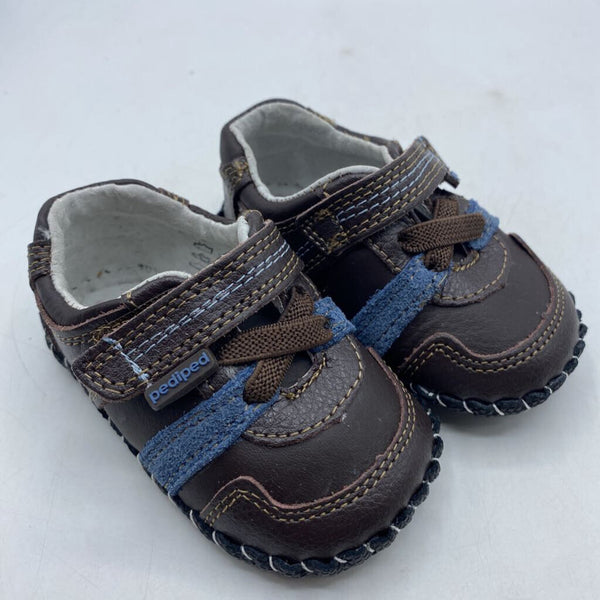 Size Sm (6-12m): Pediped Channing/CHOCOLATE Soft-Soled Baby Shoes NEW in BOX