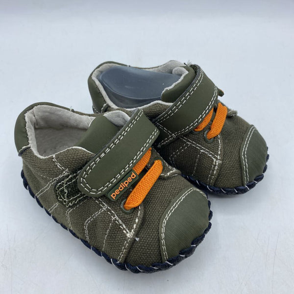 Size XS (0-6m): Pediped Jake/OLIVE ORANGE Soft-Soled Baby Shoes NEW in BOX