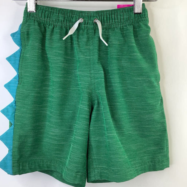 Size 8 (130): Hanna Andersson Green Teal Dragon Scales on Side Swim Trunks