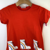 Size 8 (130): Hanna Andersson Red White Rainbow Roller Skates T-Shirt