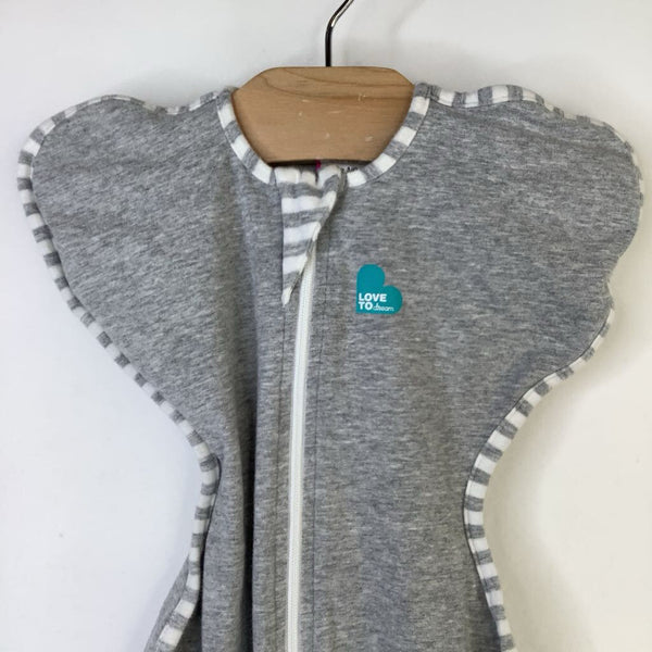 Size NB (5-8lbs): Love to Dream Grey & White Striped Sleepsack