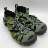 Size 4Y: Keen Green Camo Toggle Sandals