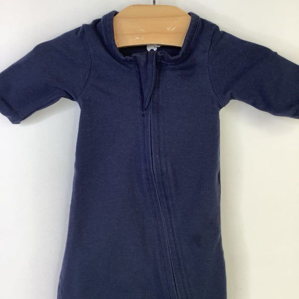 Size Preemie: Monica + Andy Navy Blue Footed Long Sleeve 1pc PJS