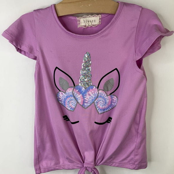 Size 4-5: Btween Lilac Sparkly Tie-Dye Unicorn Tie T-Shirt