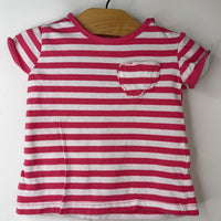 Size 9-12m: Zara Pink & White Striped T-Shirt