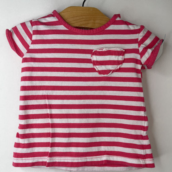 Size 9-12m: Zara Pink & White Striped T-Shirt