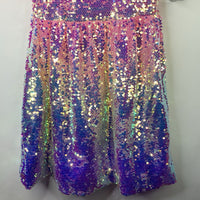 Size 10: Lola Pink Rainbow Iridescent Sequins Short Sleeve Dress