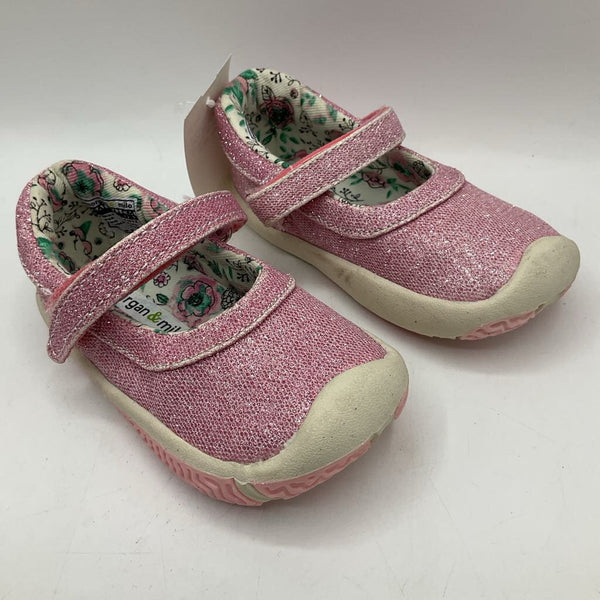 Size 5.5: Morgan & Milo PINK SPARKLY Mary Jane Velcro Shoes -NEW