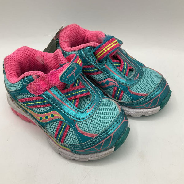 Size 4: Saucony BLUE PINK Velcro Sneakers