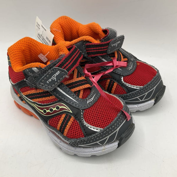 Size 4: Saucony RED ORANGE Velcro Sneakers