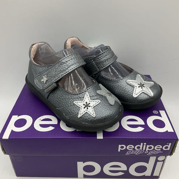 Size 6-6.5: Pediped Grip-n-Go Starlight/ PEWTER Mary Jane Velcro Shoes NEW