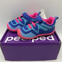 Size 4-4.5: Pediped FORCE/NAVY, Fuchsia Velcro SNEAKERS Vegan Shoes NEW