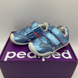 Size 4.5: Pediped Grip-n-Go Greta/BLUE PATENT Velcro SNEAKERS Shoes NEW