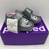 Size 4-4.5: Pediped Grip-n-Go Aryanna/PEWTER Flower Velcro Shoes NEW