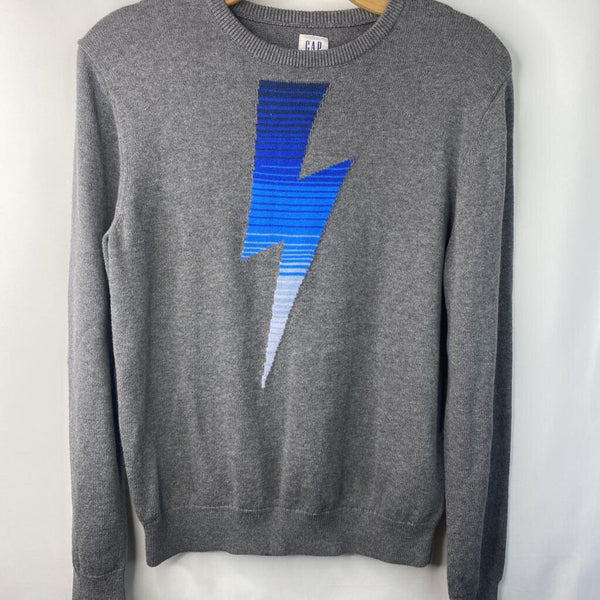 Size 14-16: Gap Grey Blue Striped Lightning Bolt Knitted Sweater