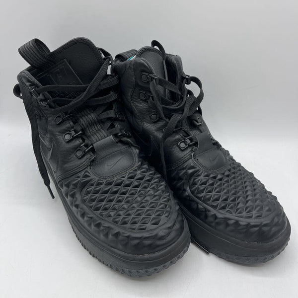 Size 7Y Nike Air Force 1 Black Leather Lace up High Top Sneakers Beanstalk Children s Resale