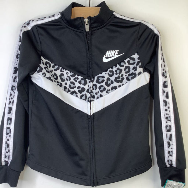 Size 4: Nike Black & White Leopard Print Zip-up Jacket