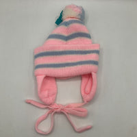 Size OS: Baby Pink/Blue/White Knitted Beanie