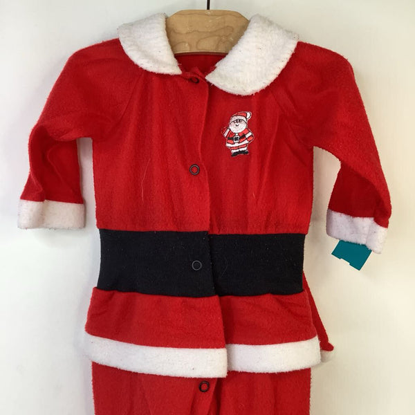 Size 6m: Red Santa Footed Long Sleeve Costume w/ Hat