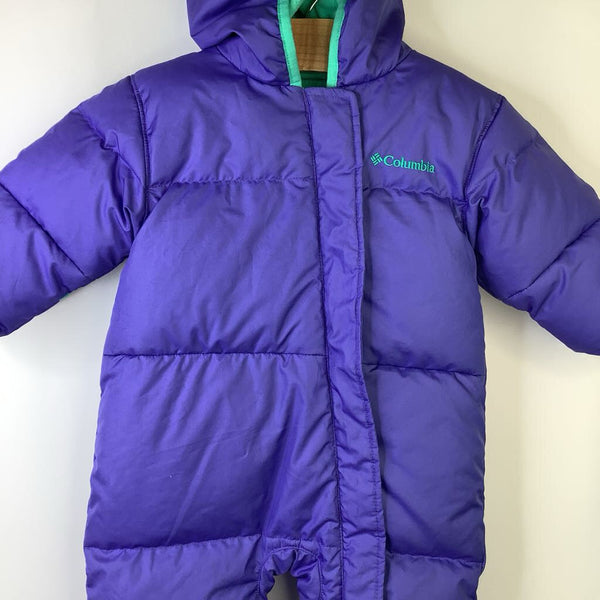 Size 6-12m: Columbia Omni-Shield Lavender & Turquoise Fleece Lined 60% Down Puffy Bunting