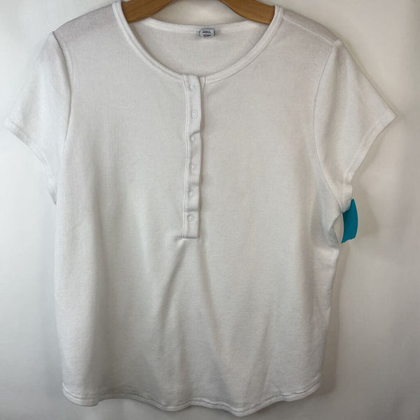 Size XL: Old Navy White Textured Snap Front Nursing T-Shirt