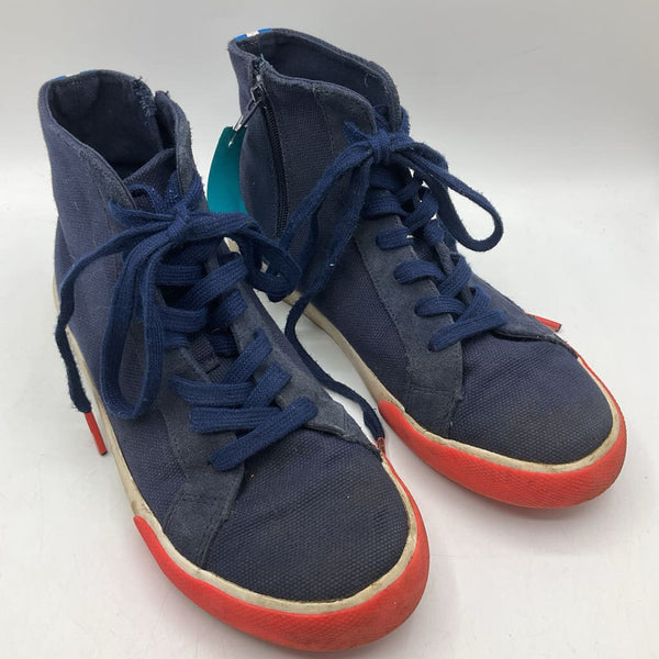 Size 5Y: Mini Boden Navy Blue Lace/ Zip-up High Top Sneakers