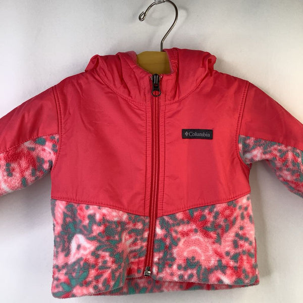 Size 3-6m: Columbia Bright Pink/Blue Pattern Fleece Jacket