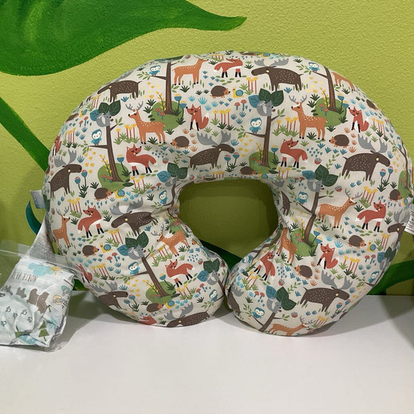 Boppy Forest Animals Print Nursing Pillow W/Extra Cover