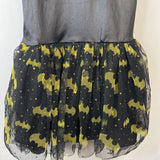 Size 10-12: Rubies DC Black & Yellow Gold Bat Girl Tulle Skirt Tank Dress w/ Cap & Mask