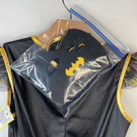 Size 10-12: Rubies DC Black & Yellow Gold Bat Girl Tulle Skirt Tank Dress w/ Cap & Mask