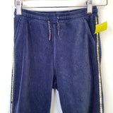 Size 10-12: Navy Blue Velour Gold Sequin Sides Cozy Pants