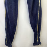 Size 10-12: Navy Blue Velour Gold Sequin Sides Cozy Pants