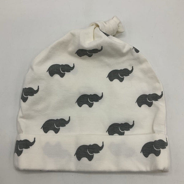 Size NB: Monica + Andy White Grey Elephants Baby Hat