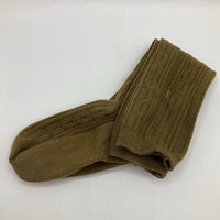 Size 6-1Y: Little Stocking Co Green Brown Cable Knitted Knee High Socks