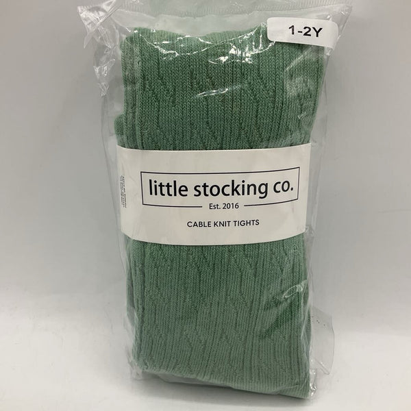 Size 1-2Y: Little Stocking Co. Green Tights-NEW