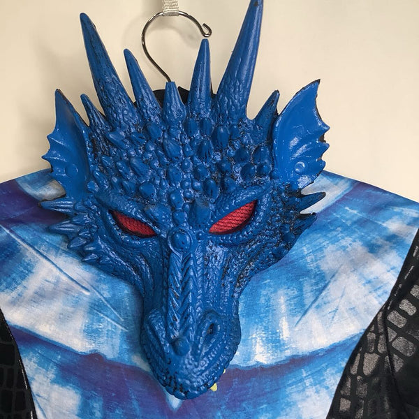 Size 8-10: Black & Blue Dragon Costume w/ Mask & Tail