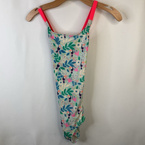 Size 11-12: Mini Boden Sky Blue Colorful Flowers Tank 1pc Swimsuit