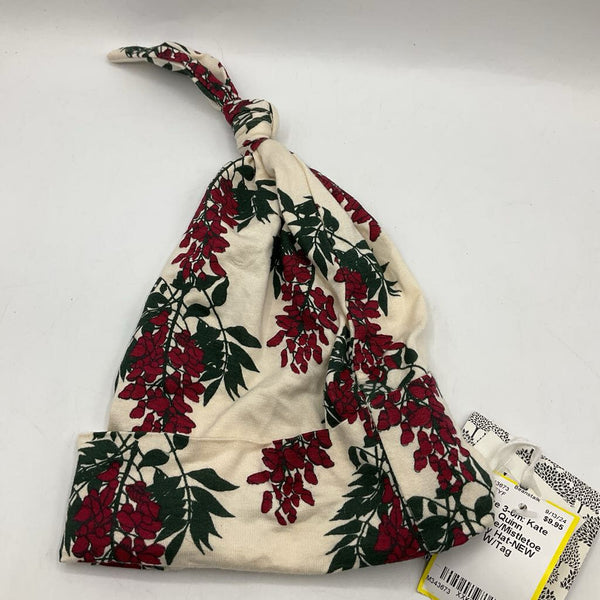 Size 3-6m: Kate Quinn Creme/Mistletoe Baby Hat-NEW W/Tag