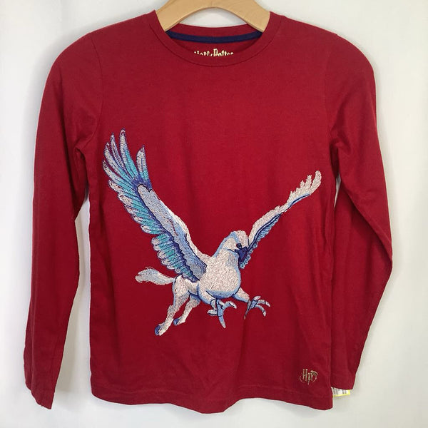 Size 9-10: Mini Boden Harry Potter Red Embroidered Buckbeak Long Sleeve T