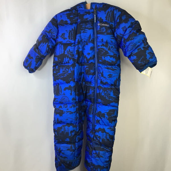 Size 18-24m: Columbia Blue/Black Mountain Scape Zip-Up Fluffy Bunting